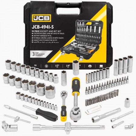 Професионално Гедоре 94 части 1/2 и 1/4  JCB , JCB-4941-5