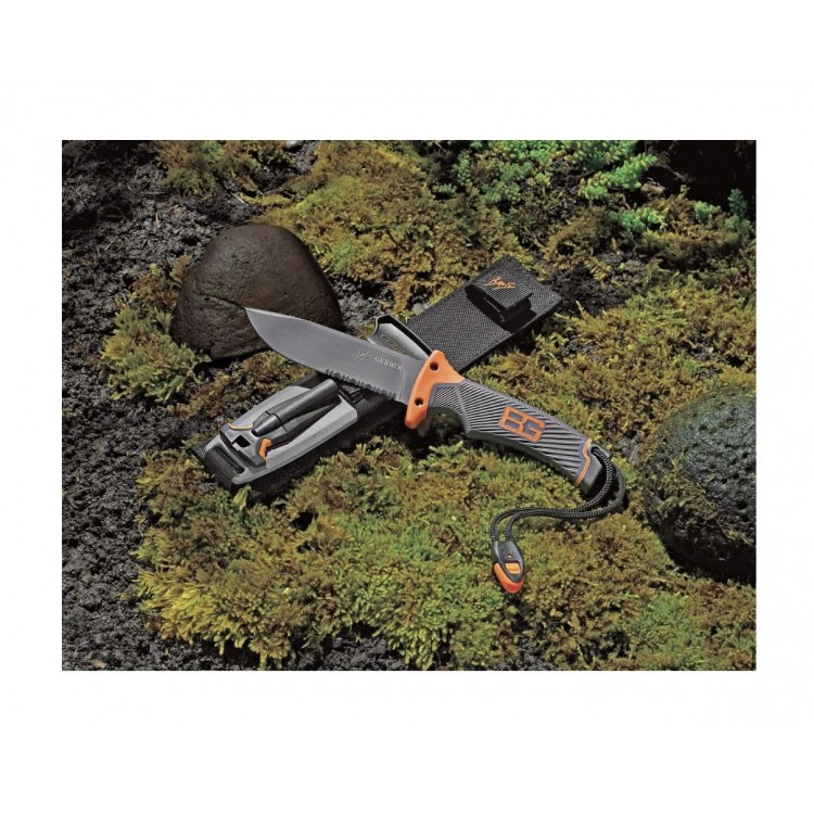 Нож за оцеляване Ultimate Bear Grylls, за къмпинг, 25 см, комплект за оцеляване + кания