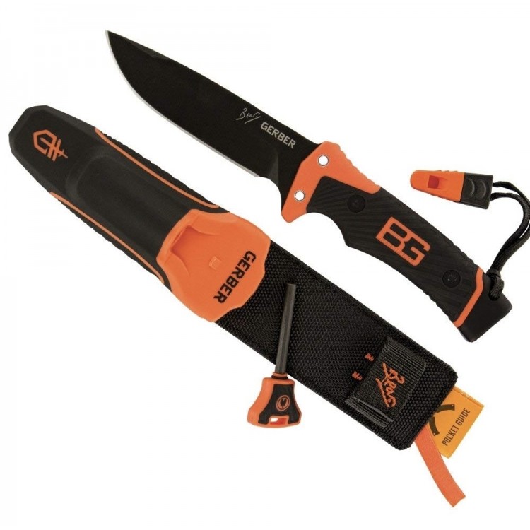 Нож за оцеляване Ultimate Bear Grylls, за къмпинг, 25 см, комплект за оцеляване + кания