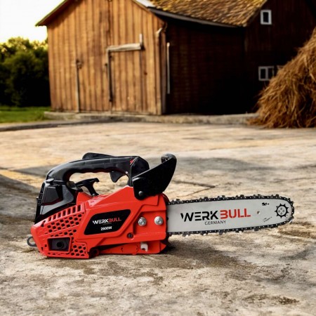 Бензинова компактна резачка за дърва Werk Bull с две вериги и две шини 