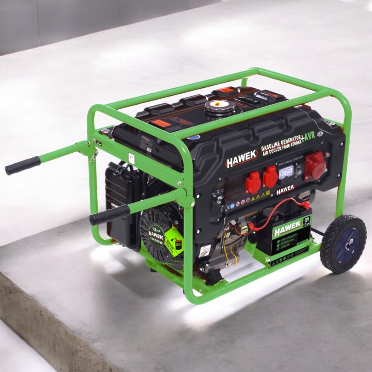 Бензинов монофазен генератор HAWEK Pro HK6500 , 420cc , 25 л, 6,5 kW Made in Germany 