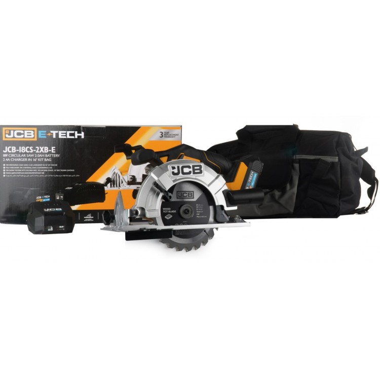 Акумулаторен ръчен циркуляр JCB  18CS-2XB-E , 18 V, 165 мм, с батерия и зарядно
