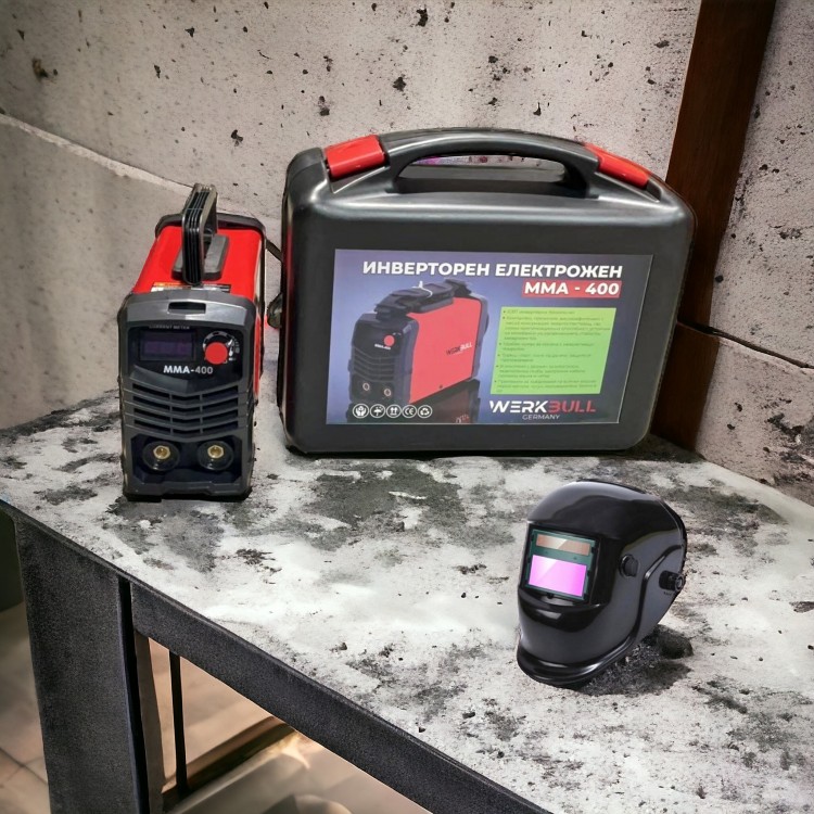 Немски инверторен електрожен 400А в куфар + подарък Соларна маска Made in Germany ®