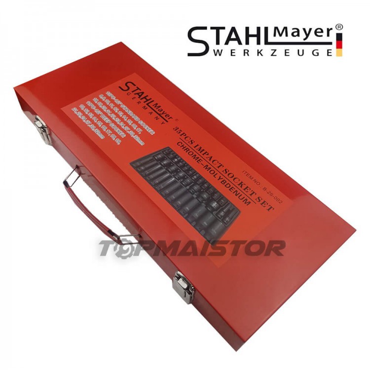Немски Ударни Вложки 1/2" Stahlmayer  35 Части - стандартни + дълбоки вложки