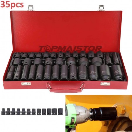 Немски Ударни Вложки 1/2" Stahlmayer  35 Части - стандартни + дълбоки вложки