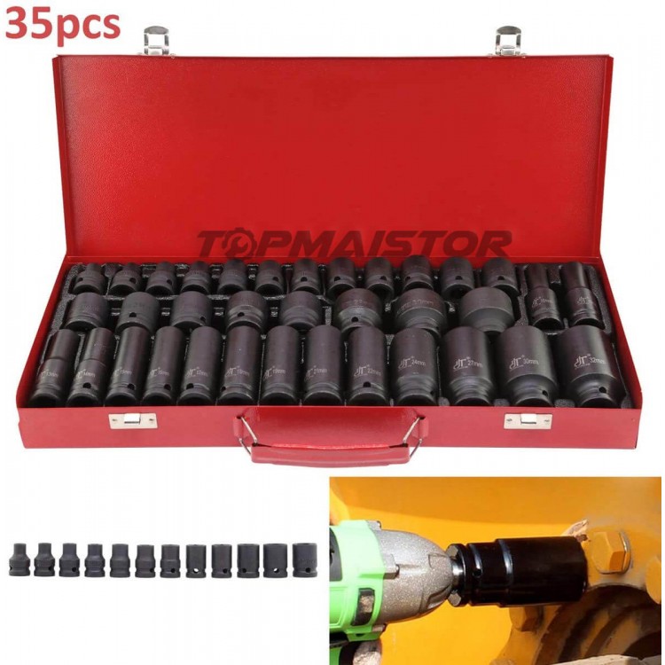 Немски Ударни Вложки 1/2" Stahlmayer  35 Части - стандартни + дълбоки вложки