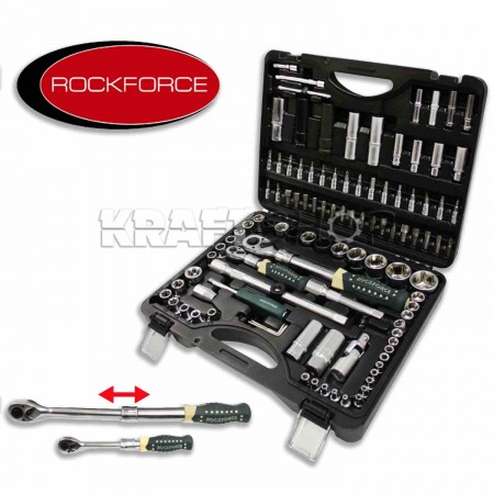  Куфар Гедоре с разтегателни тресчотки ROCK FORCE 108 части, CR-V, Cr-Mo, 1/2" и 1/4" 