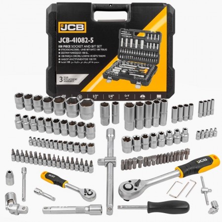 Професионално Гедоре 108 части 1/2 и 1/4  JCB , JCB-41082-5