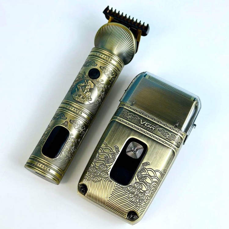 2в1 Самобръсначка и Тример  VGR V-649, Батерия: 1200 mAh, LED дисплей, Титание корпус и аксесоари в комплекта