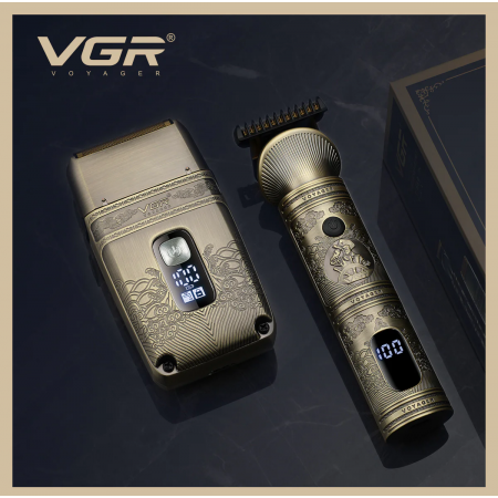 2в1 Самобръсначка и Тример  VGR V-649, Батерия: 1200 mAh, LED дисплей, Титание корпус и аксесоари в комплекта