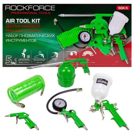 Комплект пневматични инструменти 5 части  ROCKFORCE